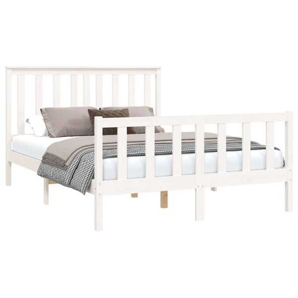vidaXL Estructura de cama sin colch&oacute;n madera de pino blanca 140x200 cm