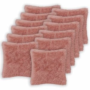 vidaXL Funda de almohada 12 uds. HEERLEN Rosa 40 x 40 cm Fleece PV