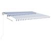 vidaXL Toldo manual retráctil con postes azul y blanco 4,5x3 m