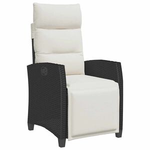 vidaXL Silla de jard&iacute;n reclinable con mesa auxiliar rat&aacute;n negro