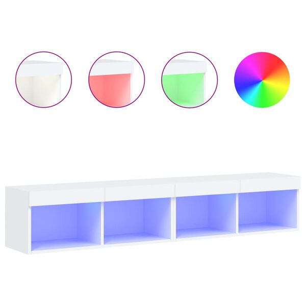 vidaXL Muebles de TV con luces LED 2 uds blanco 80x30x30 cm