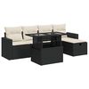 vidaXL Set de sof&aacute;s de jard&iacute;n 6 piezas y cojines rat&aacute;n sint&eacute;tico negro