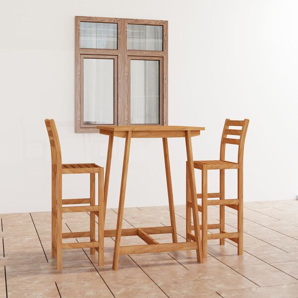 vidaXL Mesa y sillas de bar para jard&iacute;n 3 pzas madera maciza de acacia