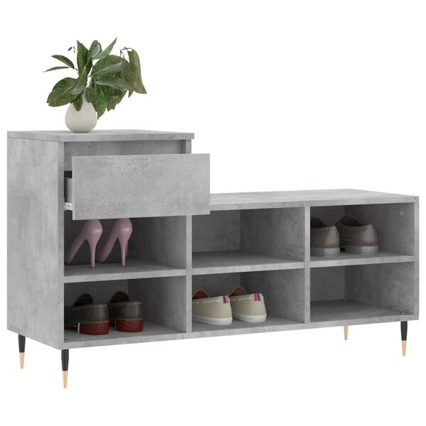 vidaXL Mueble zapatero madera contrachapada gris hormig&oacute;n 102x36x60 cm