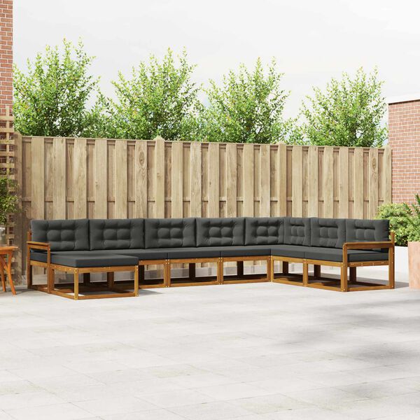 vidaXL Conjunto de sof&aacute;s de exterior 8 pcs Natural y Antracita