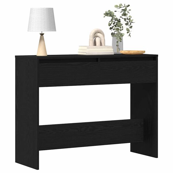 vidaXL Mesa Consola con caj&oacute;n Roble Negro 100 x 35 x 76,5 cm