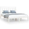 vidaXL Estructura de cama de madera maciza blanca 135x190 cm
