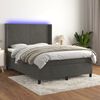 vidaXL Cama box spring colch&oacute;n y LED terciopelo gris oscuro 140x200 cm