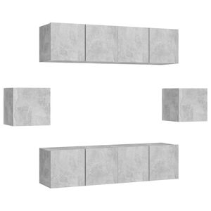 vidaXL Set muebles de sal&oacute;n TV 6 pzas madera ingenier&iacute;a gris hormig&oacute;n