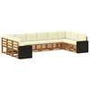 vidaXL Conjunto de sof&aacute;s de exterior 10 uds. Natural y Crema Poli&eacute;ster