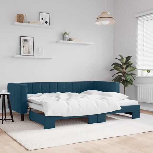 vidaXL Sof&aacute; cama nido terciopelo azul 80x200 cm