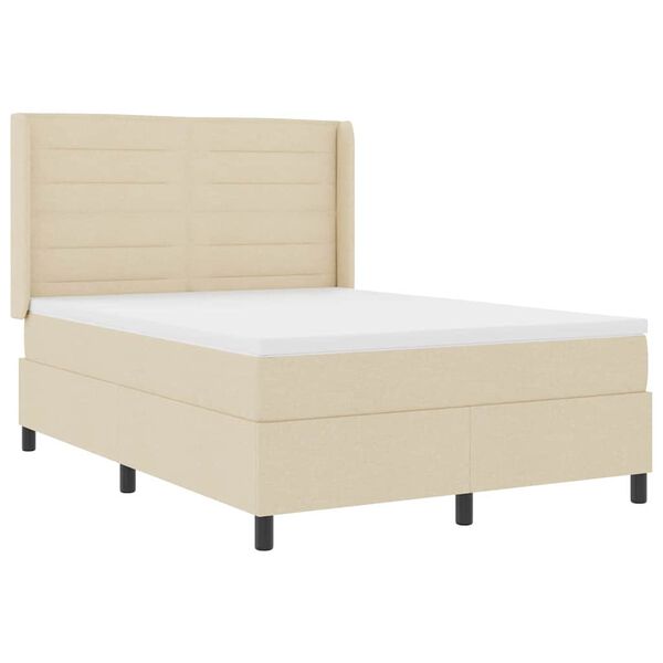 vidaXL Cama tipo Box Spring con colch&oacute;n Crema 190 x 140 cm tela
