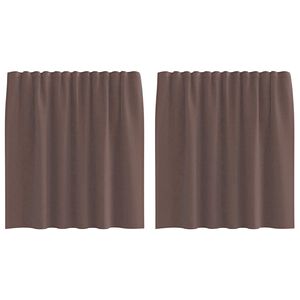 vidaXL Cortinas de gasa con bolsillos para varillas 2 uds. marr&oacute;n