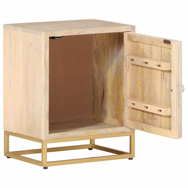 vidaXL Mesita de noche madera maciza de mango y hierro 40x30x50 cm