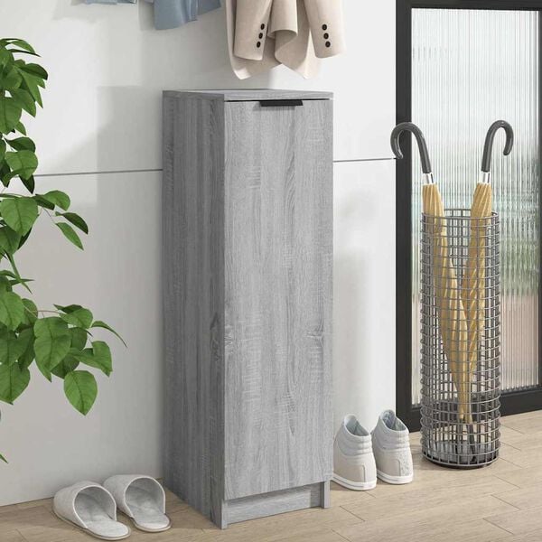 vidaXL Zapatero de madera contrachapada gris Sonoma 30x35x100 cm