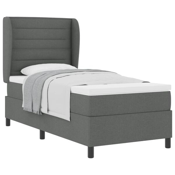 vidaXL Cama tipo Box Spring con colch&oacute;n Gris oscuro 90 x 190 cm tela