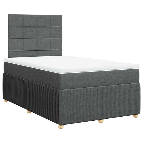vidaXL Cama box spring con colch&oacute;n tela gris oscuro 120x190 cm