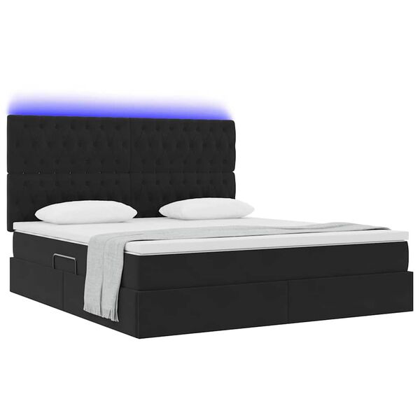 vidaXL Cama con almacenamiento y LED Negro 160 x 200 cm Terciopelo