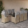 vidaXL Set comedor de jard&iacute;n 9 pzas con cojines rat&aacute;n sint&eacute;tico beige