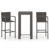 vidaXL Set muebles bar jard&iacute;n 3 pzas rat&aacute;n sint&eacute;tico reposabrazos gris