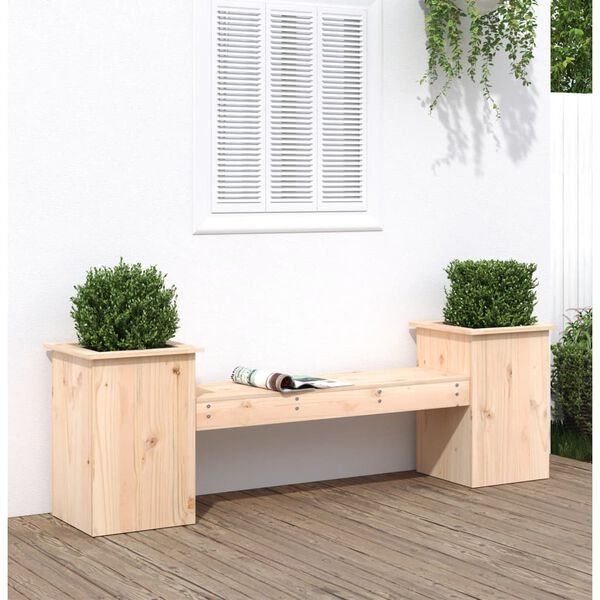 vidaXL Banco con jardineras madera maciza de pino 184,5x39,5x56,5 cm