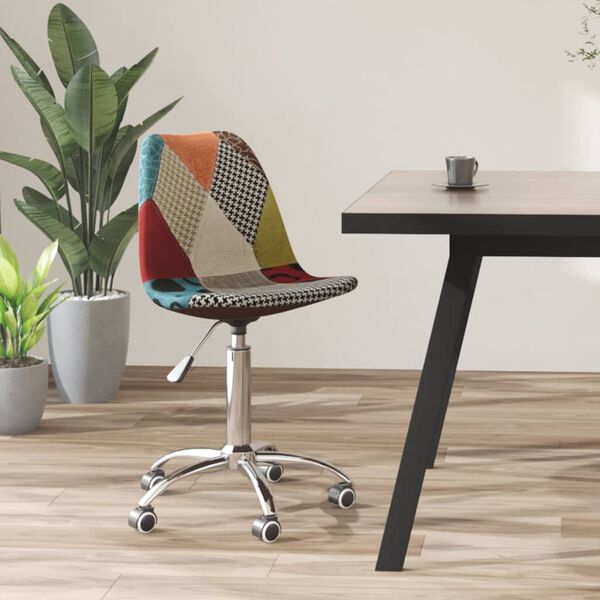 vidaXL Silla de comedor giratoria tela patchwork