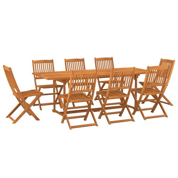 vidaXL Set comedor de jard&iacute;n 9 piezas madera maciza acacia 220x90x75cm