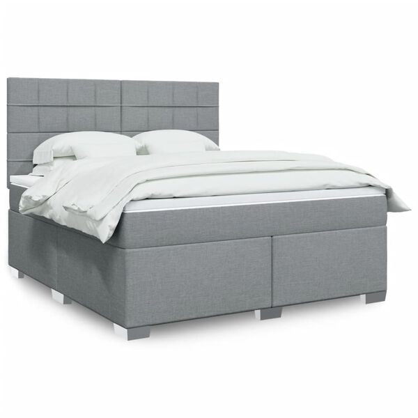 vidaXL Cama box spring con colch&oacute;n tela gris claro 180x200 cm
