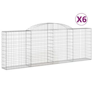 vidaXL Cestas de gaviones 6 uds forma de arco hierro 300x30x100/120 cm