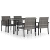 vidaXL Juego de comedor para jard&iacute;n 5 piezas rat&aacute;n sint&eacute;tico gris