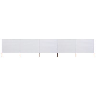 vidaXL Paravientos de 5 paneles tela blanco arena 600x120 cm