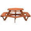vidaXL Mesa de picnic hexagonal 6 ni&ntilde;os agujero sombrilla madera abeto