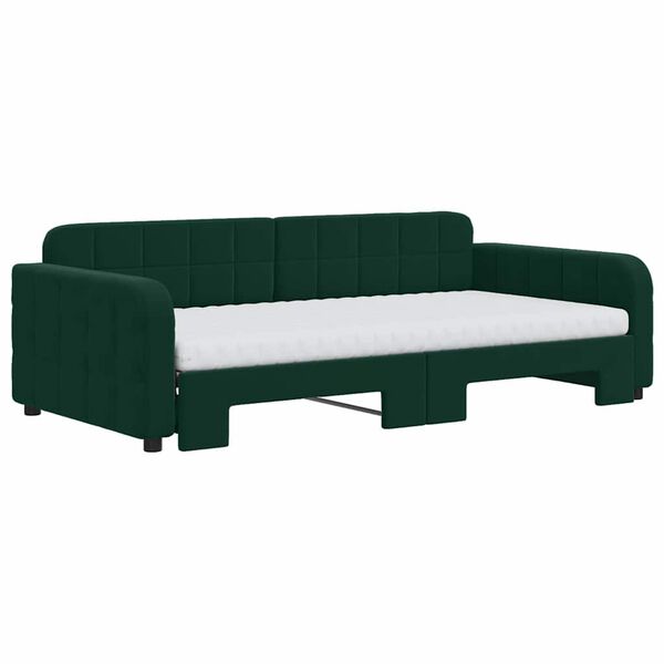 vidaXL Sof&aacute; cama nido con colch&oacute;n terciopelo verde oscuro 100x200 cm