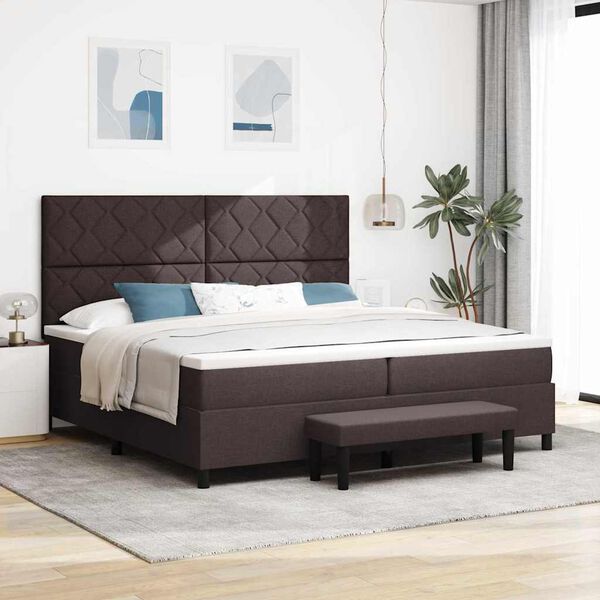 vidaXL Cama tipo Box Spring Marr&oacute;n Oscuro 200 x 200 cm tela