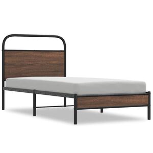vidaXL Estructura de cama sin colch&oacute;n 107x203 cm madera marr&oacute;n roble