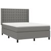 vidaXL Cama box spring colch&oacute;n y luces LED tela gris oscuro 140x200 cm