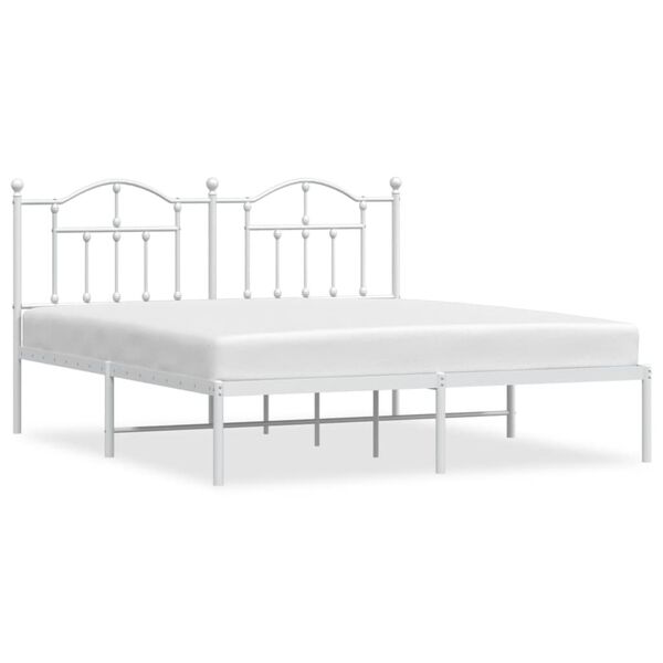 vidaXL Estructura cama sin colch&oacute;n con cabecero metal blanco 160x200cm