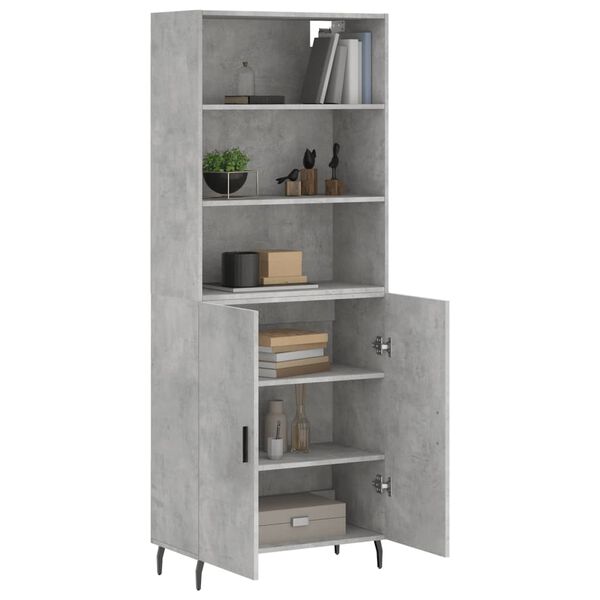 vidaXL Aparador alto madera contrachapada gris hormig&oacute;n 69,5x34x180 cm