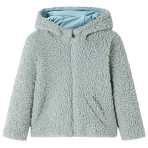 Chaqueta infantil con capucha pelo sint&eacute;tico borreguito verde menta 92
