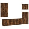 vidaXL Muebles de TV de pared 5 pzas madera ingenier&iacute;a roble ahumado