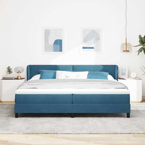 vidaXL Cama tipo Box Spring Azul oscuro 200 x 200 cm Terciopelo