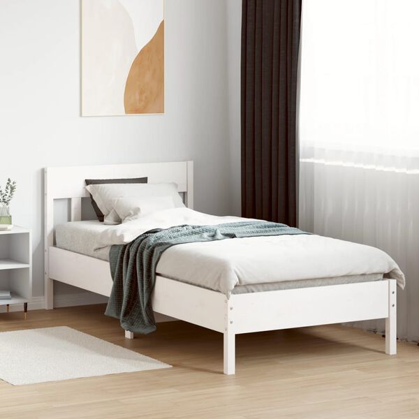 vidaXL Estructura de cama sin colch&oacute;n madera maciza blanca 90x190 cm