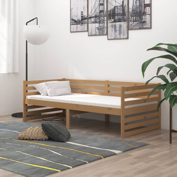 vidaXL Sofá cama sin colchón madera maciza pino marrón miel 90x200 cm