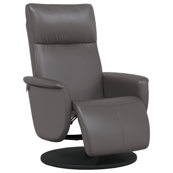 vidaXL Sill&oacute;n reclinable con reposapi&eacute;s cuero sint&eacute;tico gris