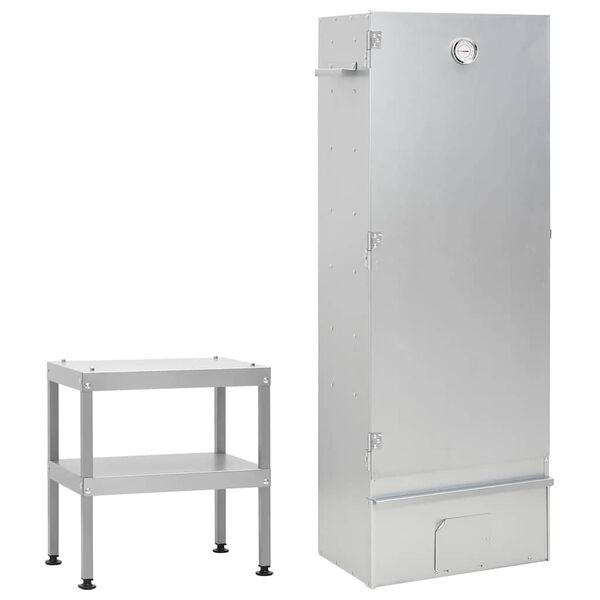 vidaXL Horno ahumador de barbacoa con mesa acero galvanizado