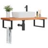 vidaXL Estante de lavabo de pared de acero y madera maciza de haya