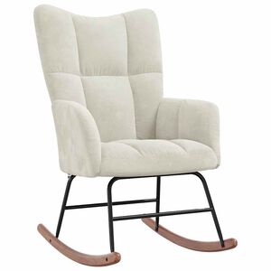 vidaXL Silla mecedora de terciopelo blanco crema