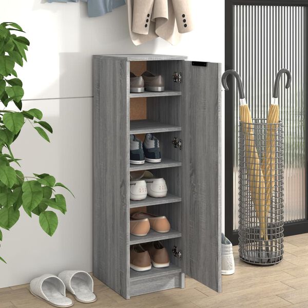 vidaXL Zapatero de madera contrachapada gris Sonoma 30x35x100 cm