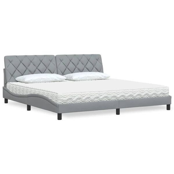 vidaXL Cama con colch&oacute;n tela gris claro 200x200 cm