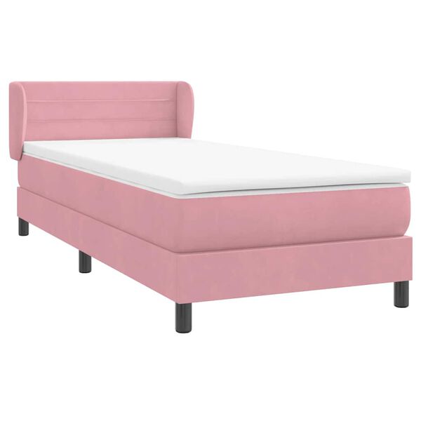 vidaXL Cama box spring con colch&oacute;n terciopelo rosa 100x210 cm